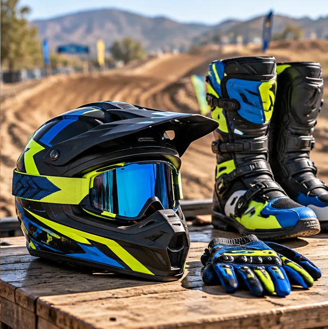 Illustrative helmet and protective riding equipment